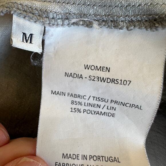 Officine Générale Gray Linen Midi Shirt Dress MEDIUM Career Work Designer $745 - Picture 9 of 10